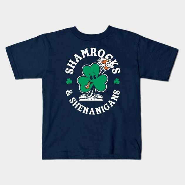 Shamrocks & Shenanigans - St Patty's Day Cartoon Irish Pride Kids T-Shirt by Nemons